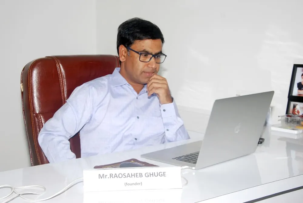 Founder and CEO Raosaheb Ghuge at his desk