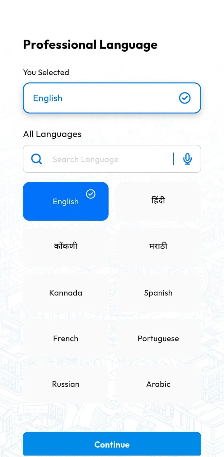 Language selection