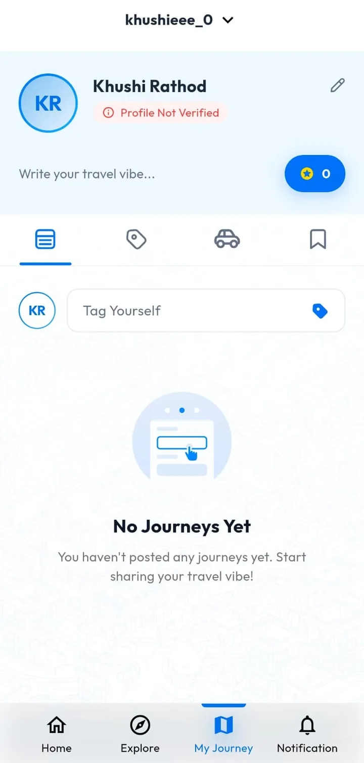 Traveller profile and journeys
