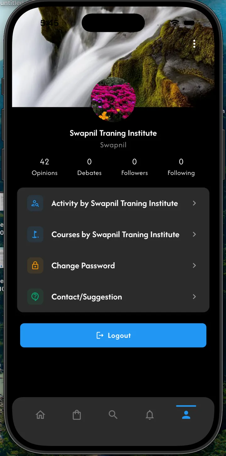 Institute profile with activity and courses
