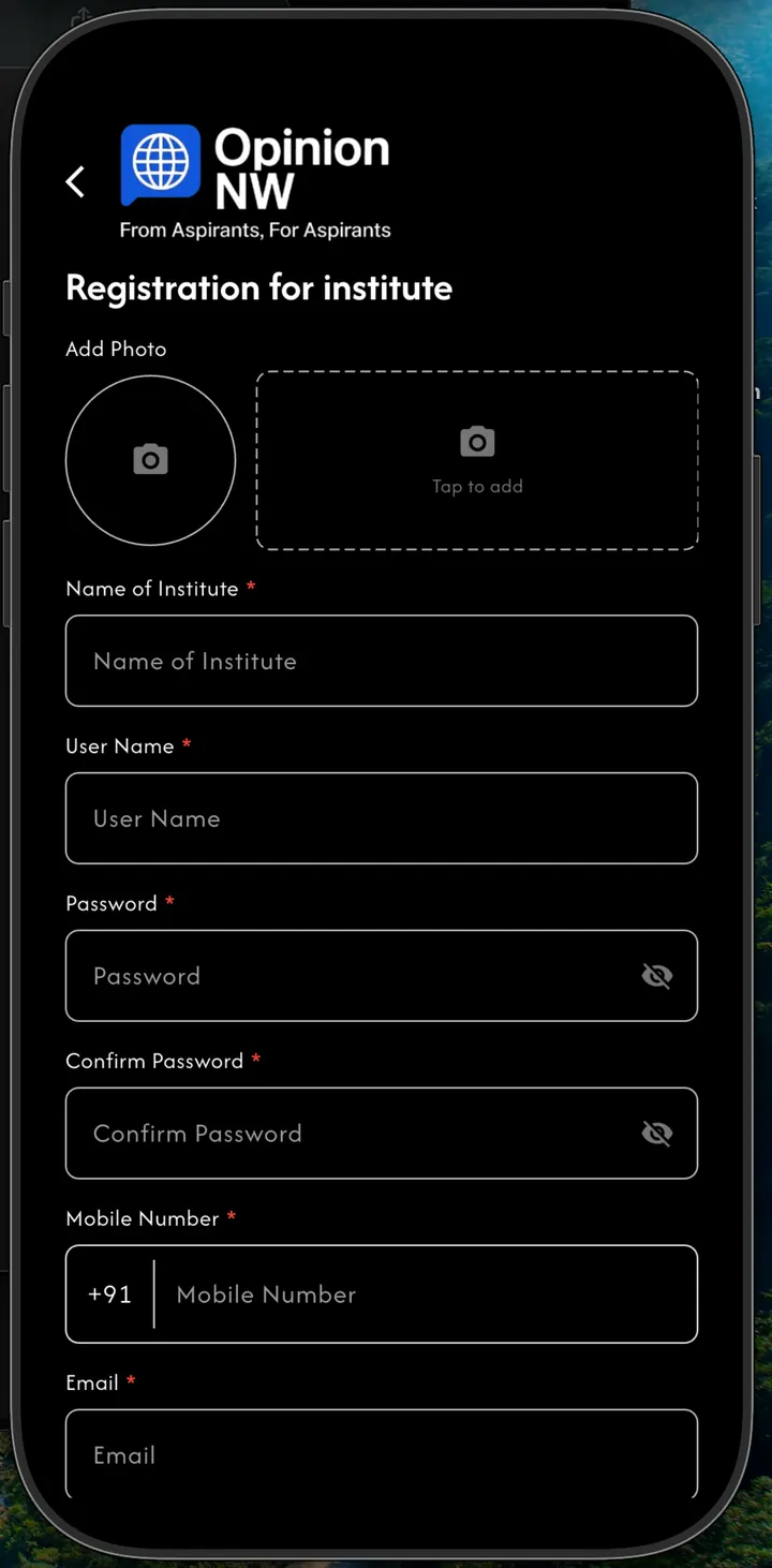 Institute registration