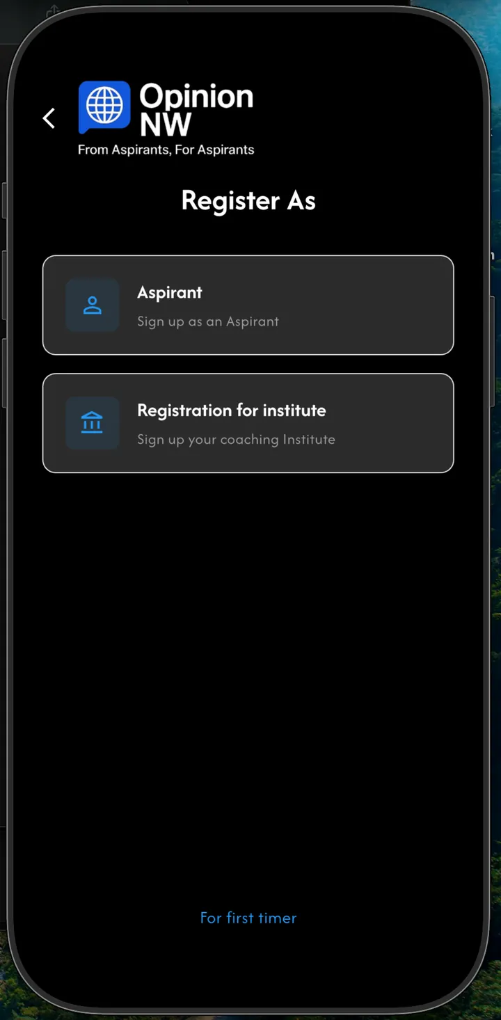 Register as an aspirant or an institute