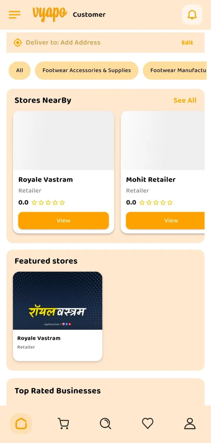 Home: nearby stores, featured stores and top-rated businesses